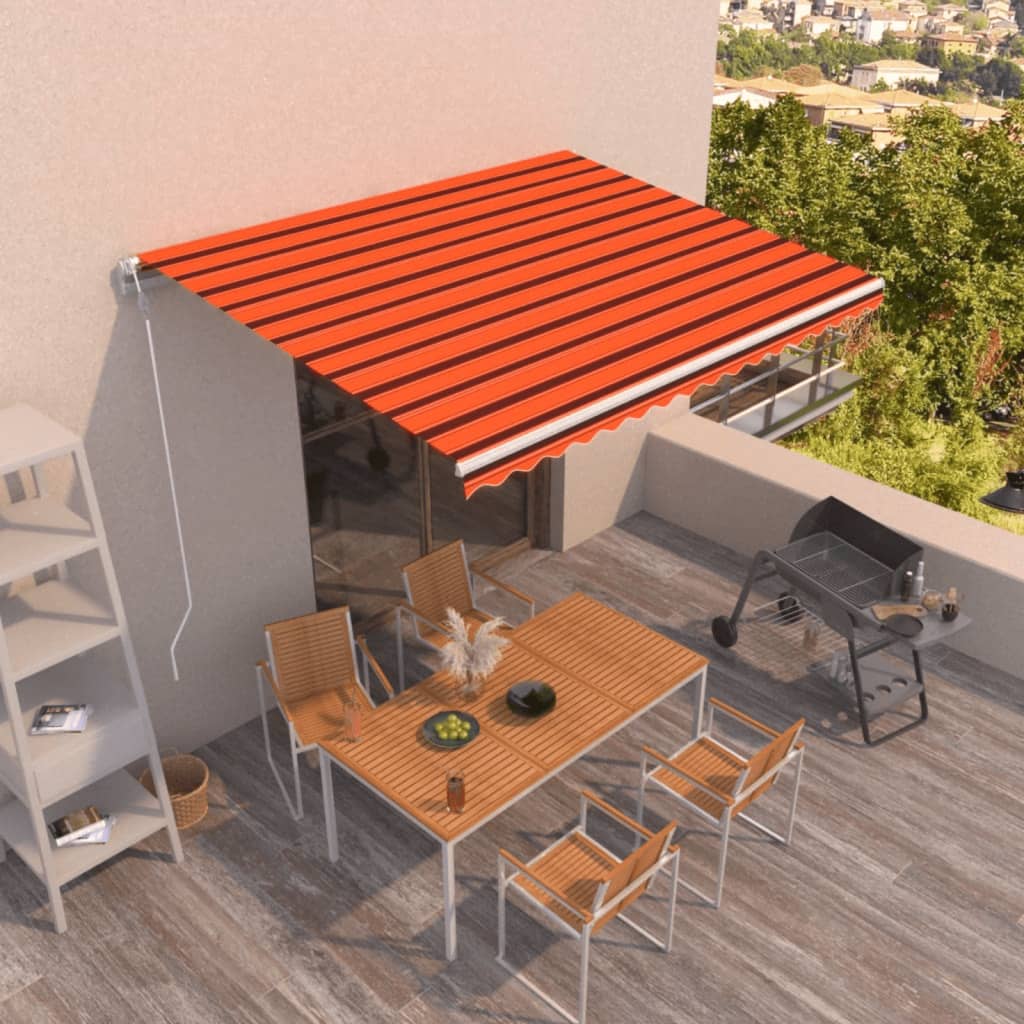 Automatisk uttrekkbar markise 400x350 cm oransje og brun