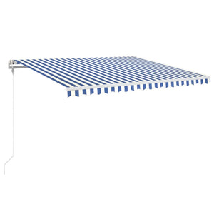 Automatisk uttrekkbar markise 450x350 cm blå og hvit