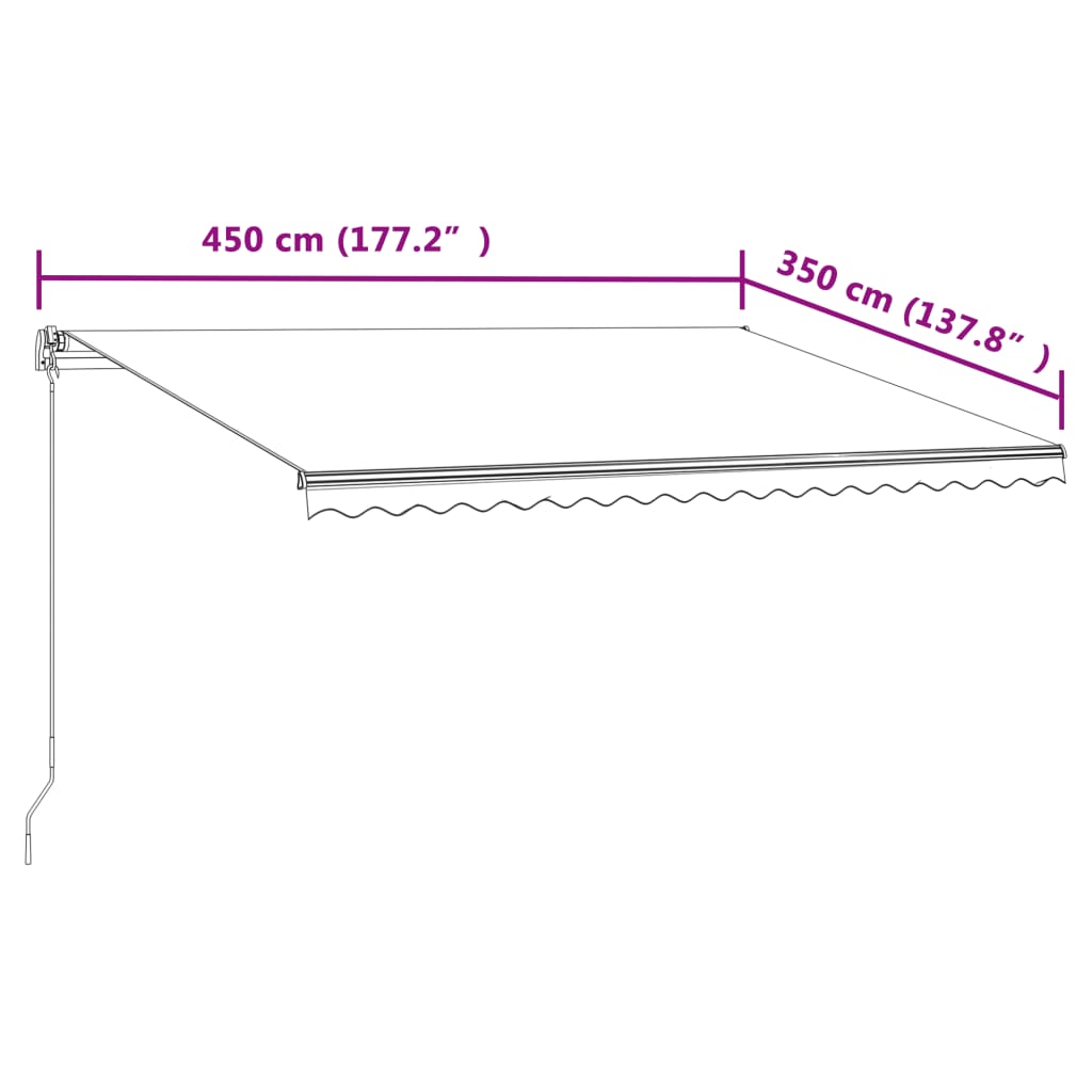 Automatisk uttrekkbar markise 450x350 cm kremhvit