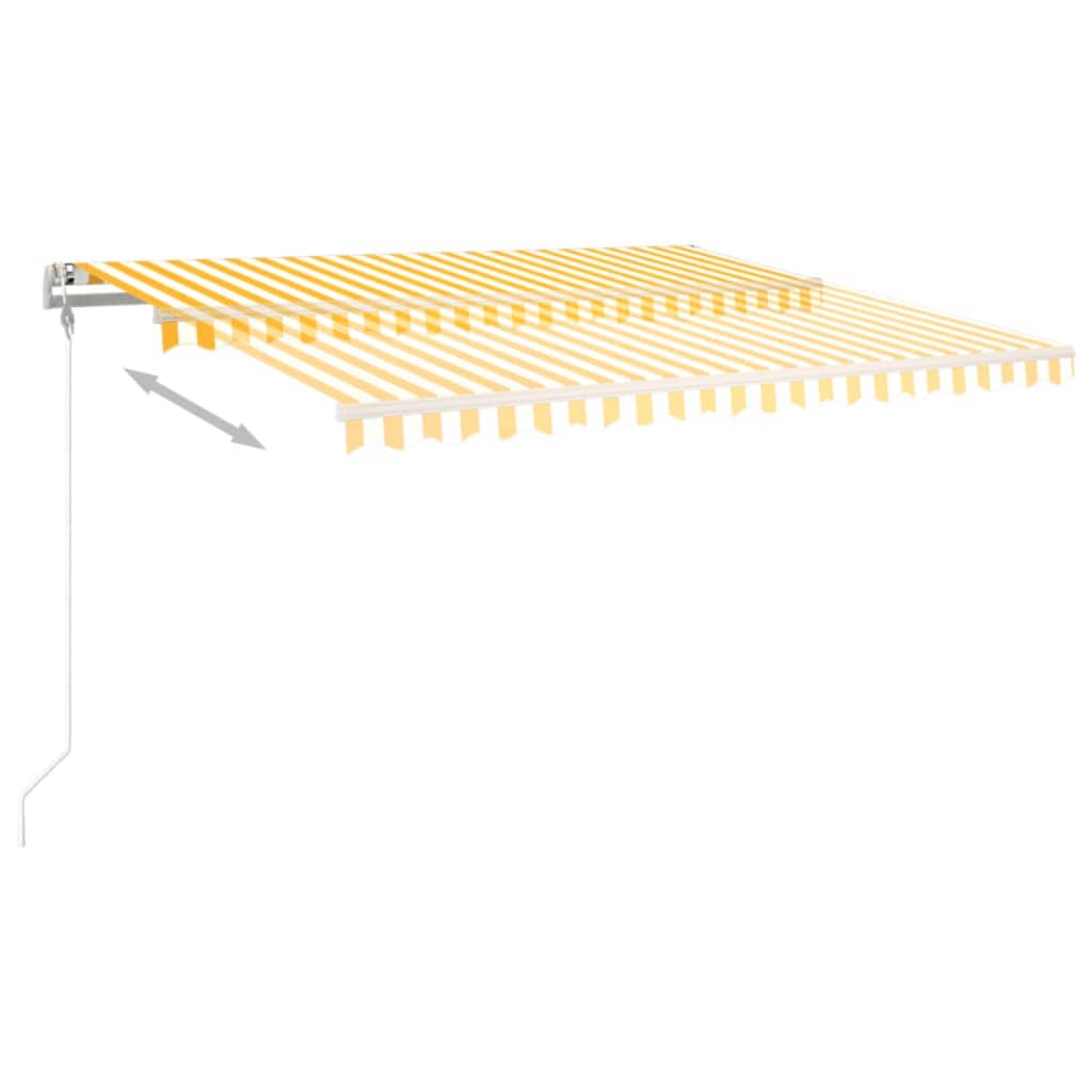 Automatisk uttrekkbar markise 450x350 cm gul og hvit