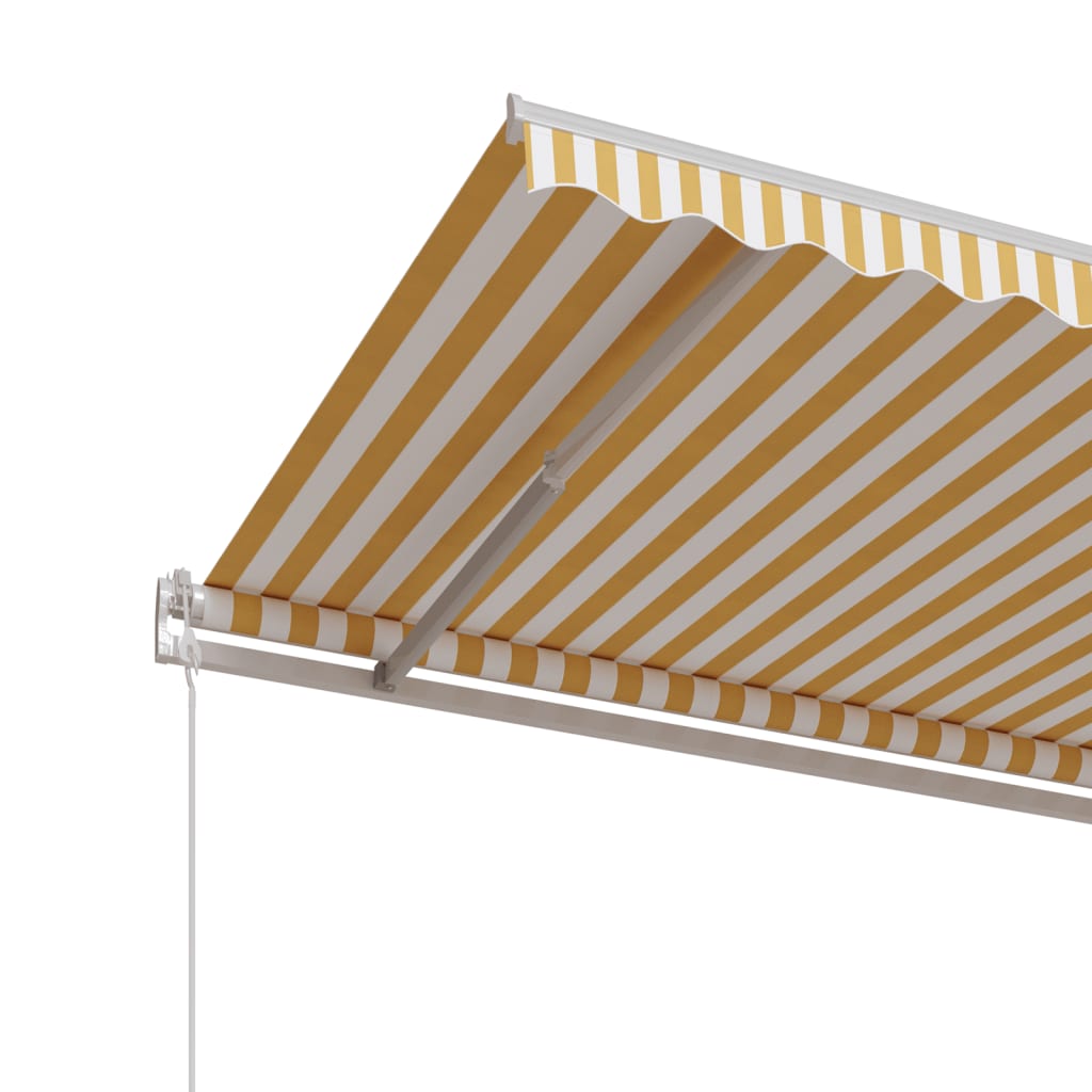 Automatisk uttrekkbar markise 450x350 cm gul og hvit