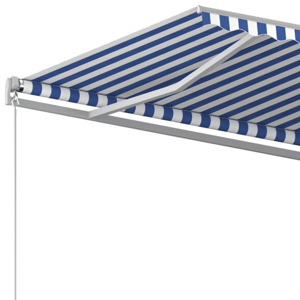 Manuell uttrekkbar markise 500x350 cm blå og hvit
