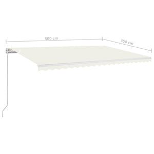 Manuell uttrekkbar markise 500x350 cm kremhvit