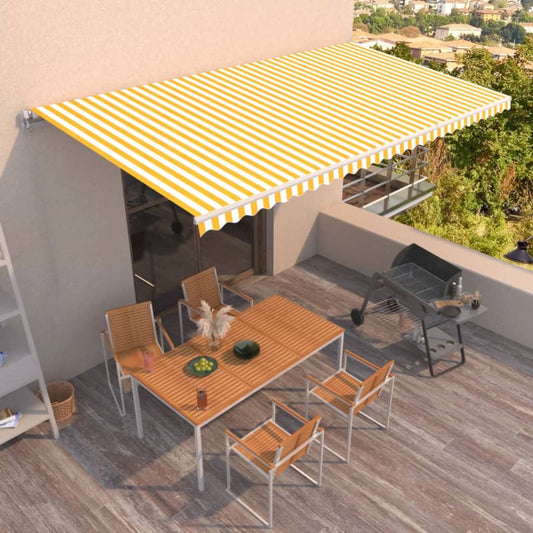 Manual retractable awning 600x350 cm yellow and white