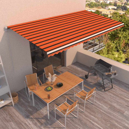 Manual retractable awning 600x350 cm orange and brown