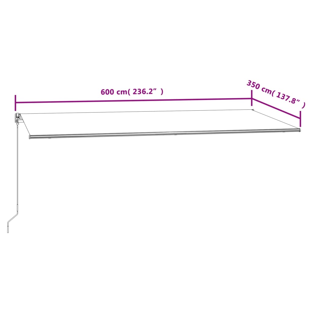 Automatisk uttrekkbar markise 600x350 cm blå og hvit