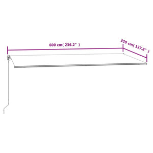 Automatisk uttrekkbar markise 600x350 cm blå og hvit