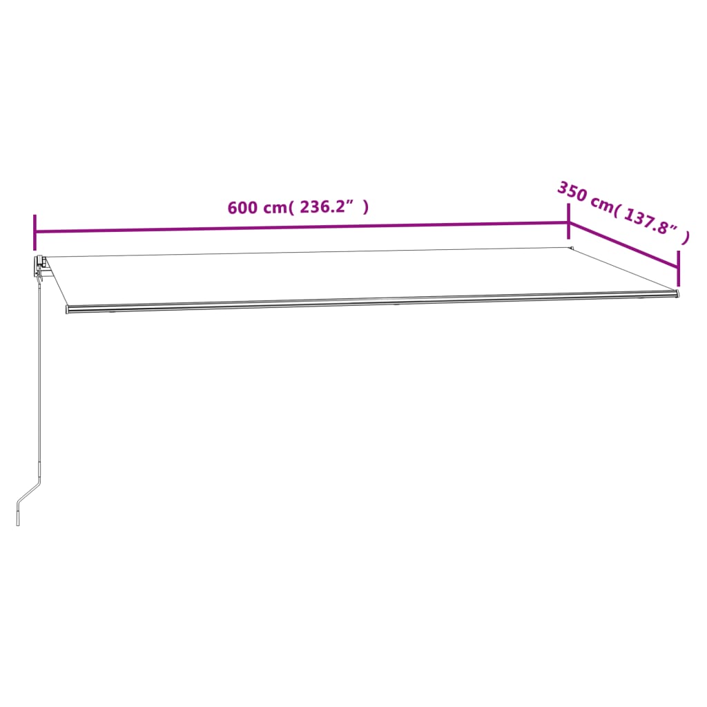 Automatisk uttrekkbar markise 600x350 cm kremhvit