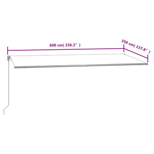 Automatisk uttrekkbar markise 600x350 cm kremhvit