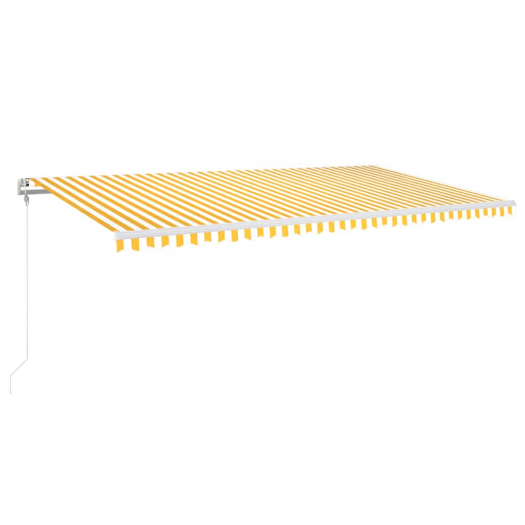 Automatisk markise med vindsensor og LED 600x350 cm gul/hvit