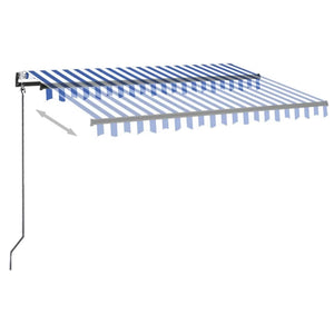 Automatisk markise med LED og vindsensor 300x250 cm blå og hvit