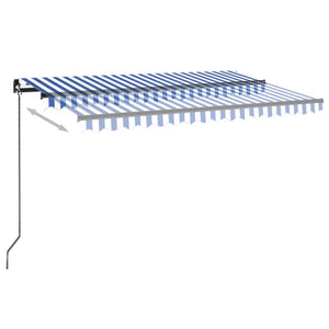 Automatisk markise med vindsensor og LED 450x300 cm blå og hvit