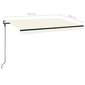 Automatisk markise med vindsensor og LED 450x300 cm kremhvit