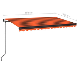 Automatisk uttrekkbar markise 450x350 cm oransje og brun