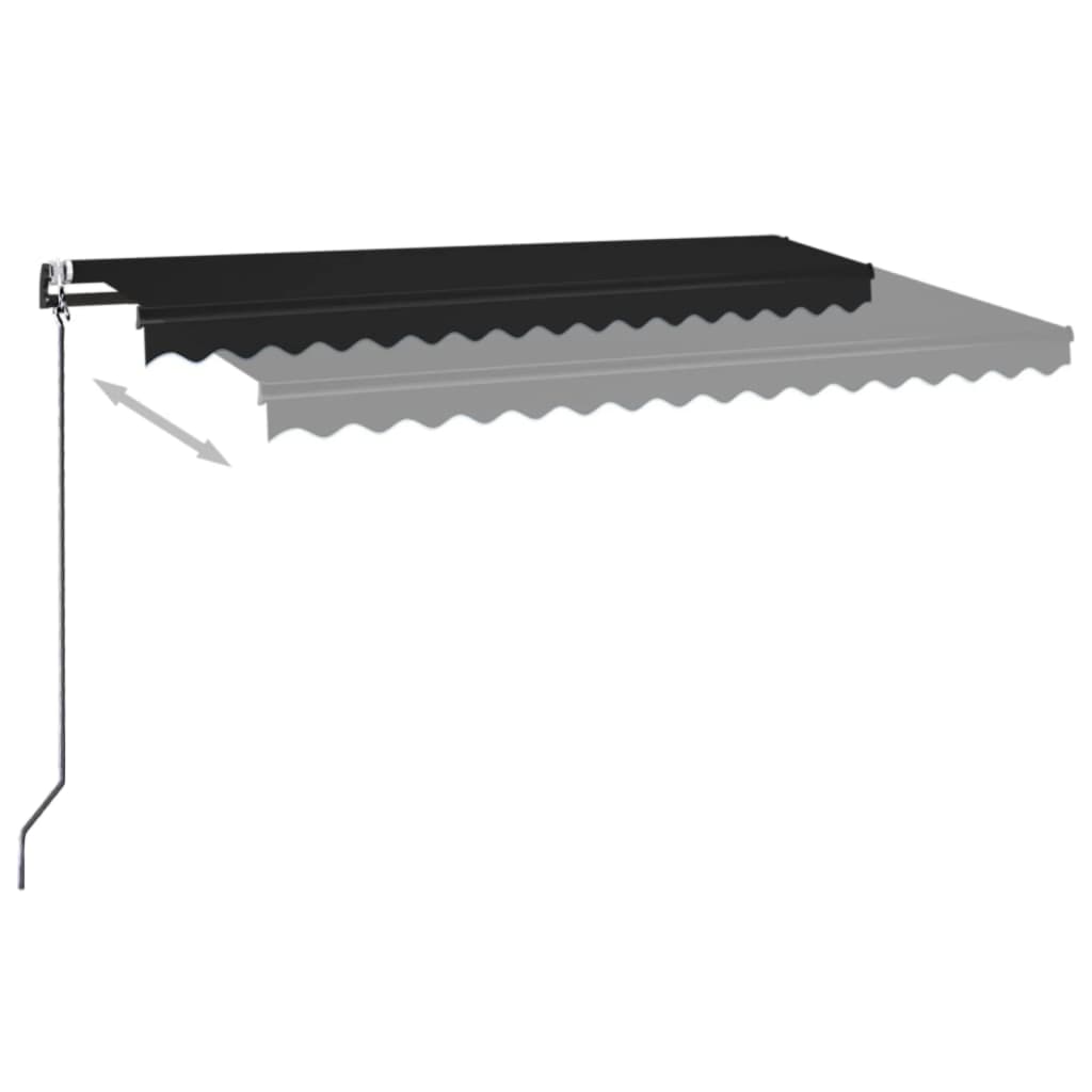 Automatisk markise med vindsensor og LED 450x350 cm antrasitt