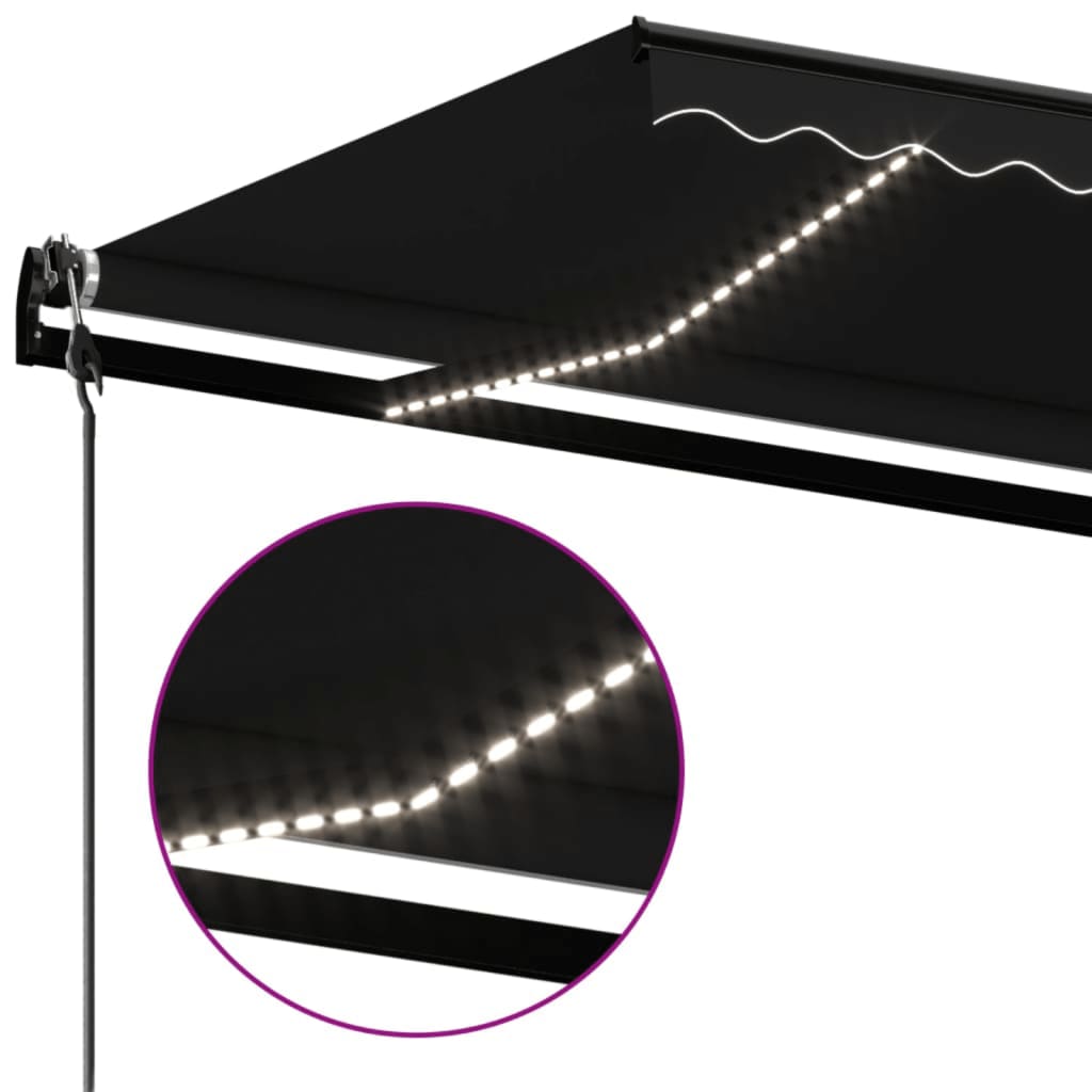 Automatisk markise med vindsensor og LED 450x350 cm antrasitt