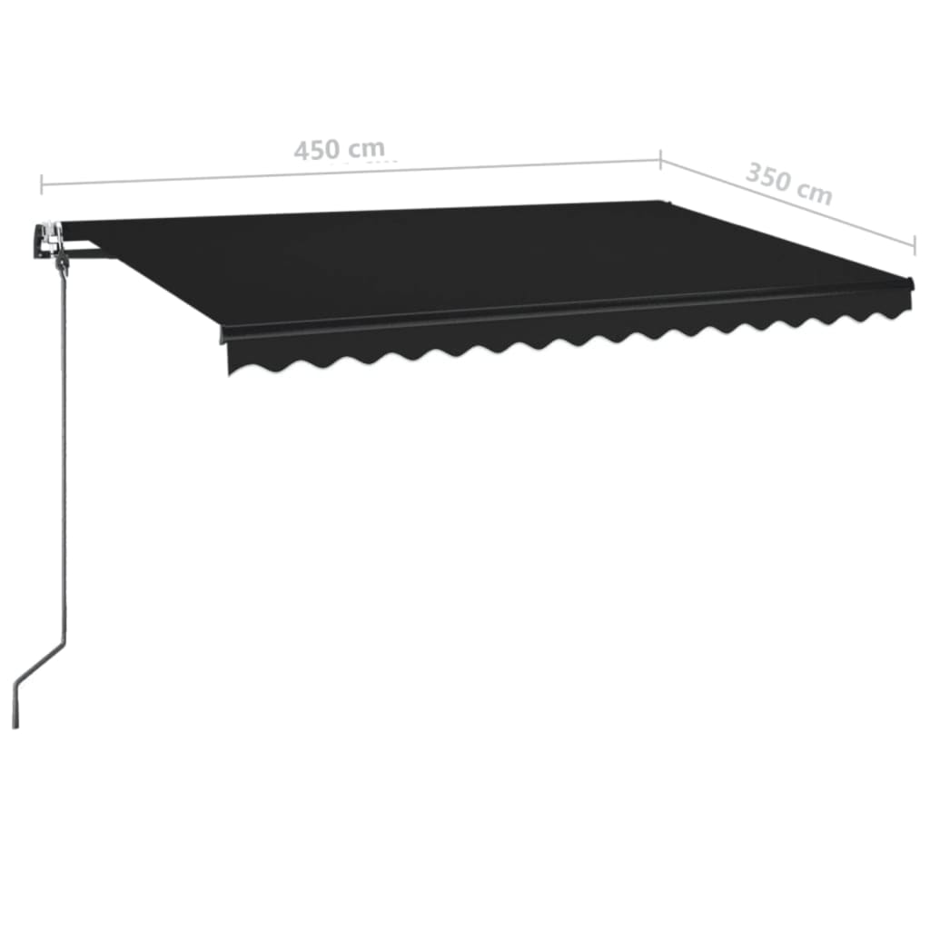 Automatisk markise med vindsensor og LED 450x350 cm antrasitt