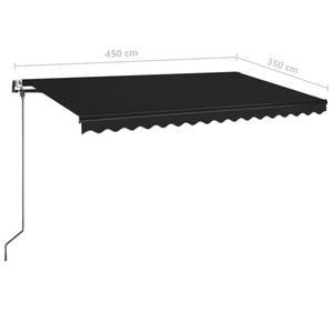 Automatisk markise med vindsensor og LED 450x350 cm antrasitt