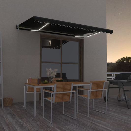 Automatisk markise med vindsensor og LED 450x350 cm antrasitt