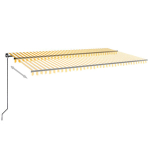 Manuell uttrekkbar markise 600x350 cm gul og hvit