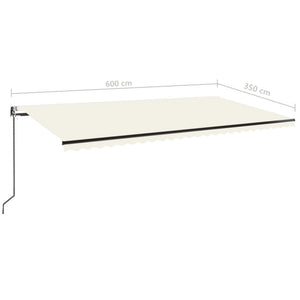 Automatisk markise med vindsensor og LED 600x350 cm kremhvit