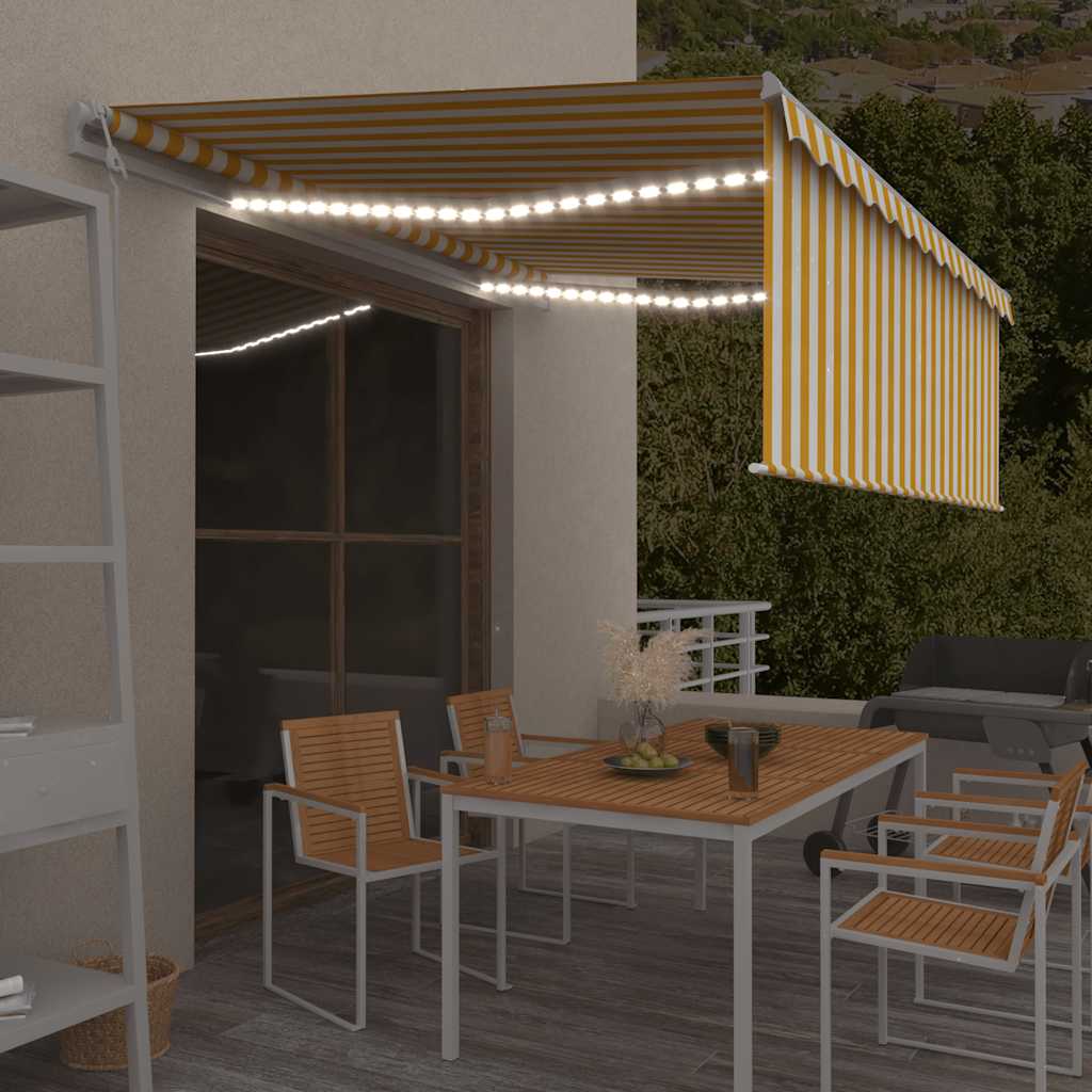 Automatisk markise rullegardin vindsensor LED 4x3 m gul og hvit