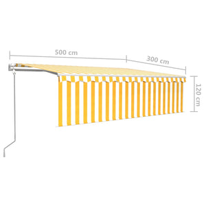 Automatisk markise rullegardin LED vindsensor 5x3 m gul og hvit