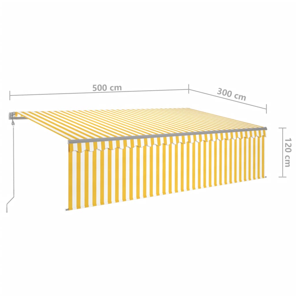 Automatisk markise rullegardin LED vindsensor 5x3 m gul og hvit