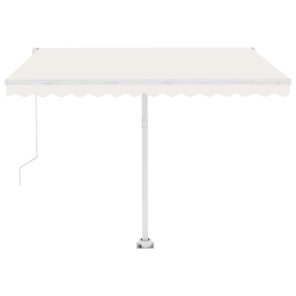 Manual retractable awning with LED 300x250 cm cream white