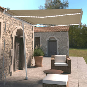 Manual retractable awning with LED 300x250 cm cream white
