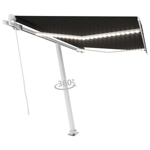 Manual retractable awning with LED 300x250 cm anthracite