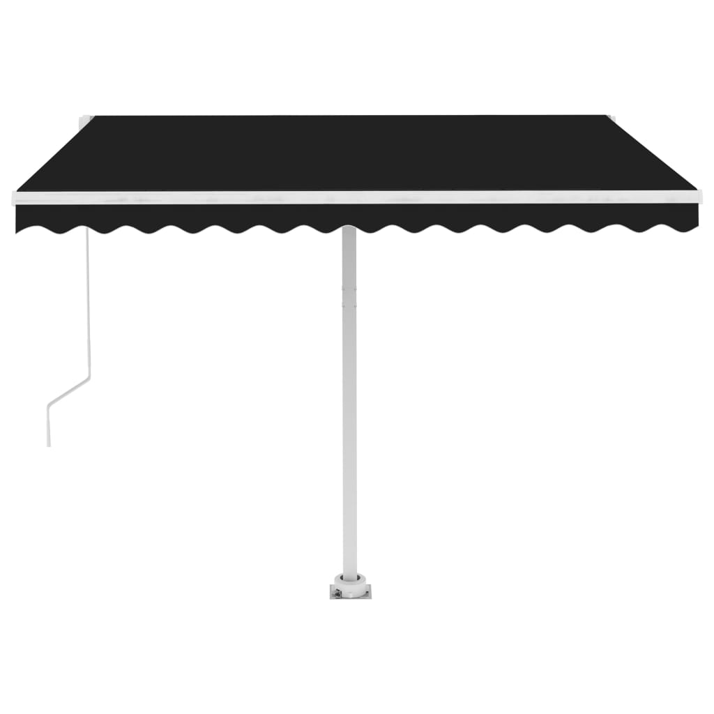 Manual retractable awning with LED 300x250 cm anthracite