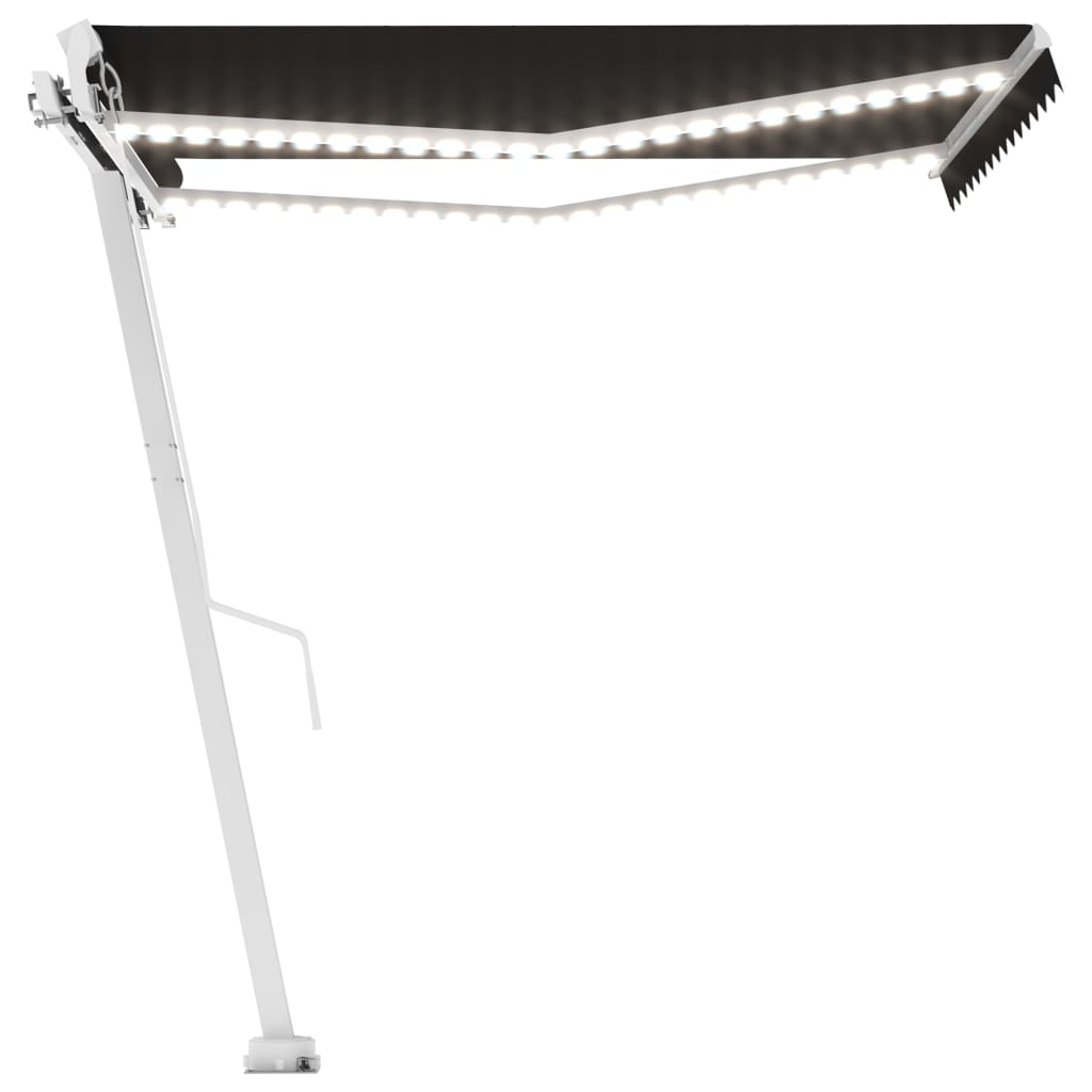 Manual retractable awning with LED 300x250 cm anthracite