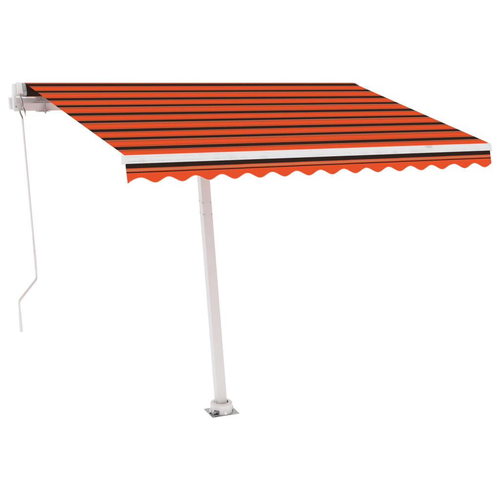 Manual retractable awning with LED 300x250 cm orange and brown