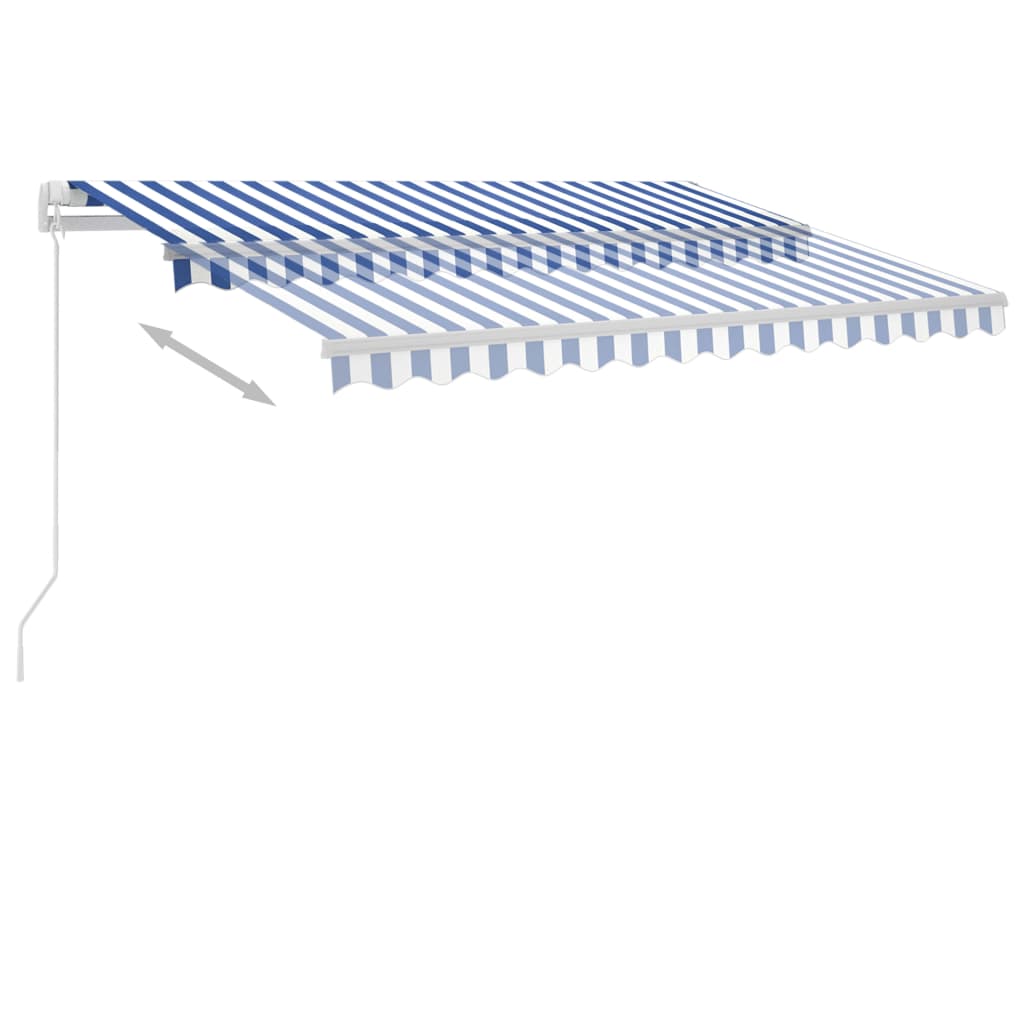 Manual retractable awning with LED 350x250 cm blue and white