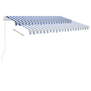Manual retractable awning with LED 350x250 cm blue and white