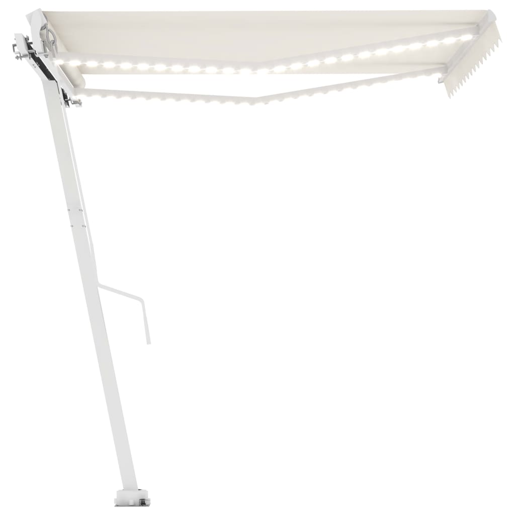 Manual retractable awning with LED 350x250 cm cream white