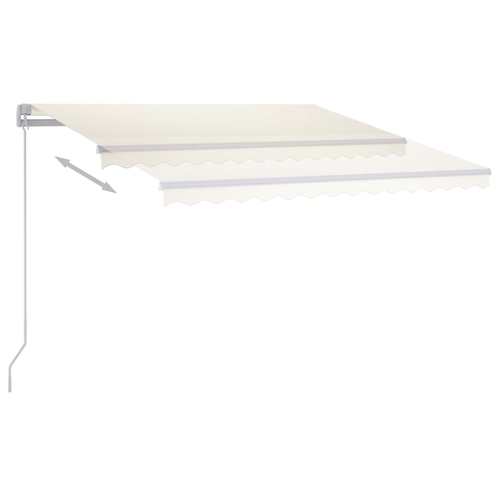 Manual retractable awning with LED 350x250 cm cream white