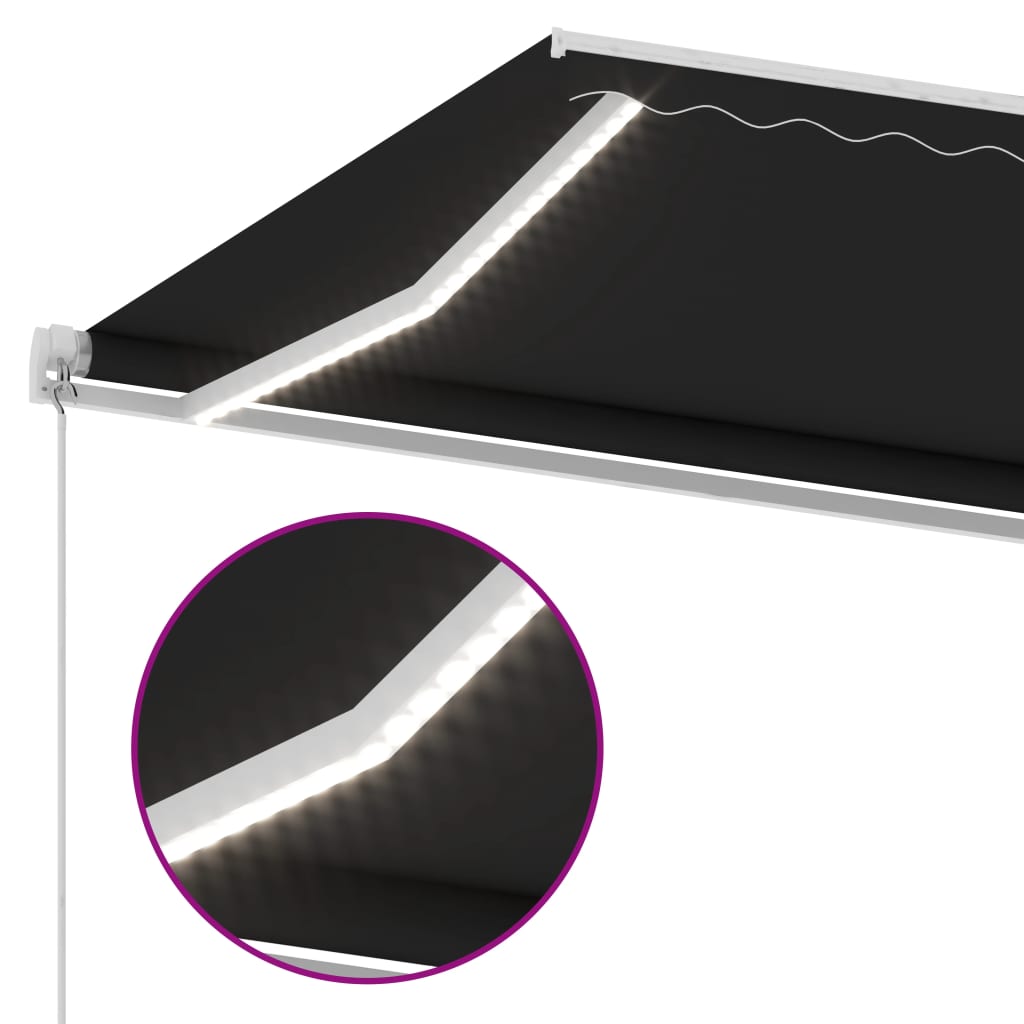 Manual retractable awning with LED 350x250 cm anthracite