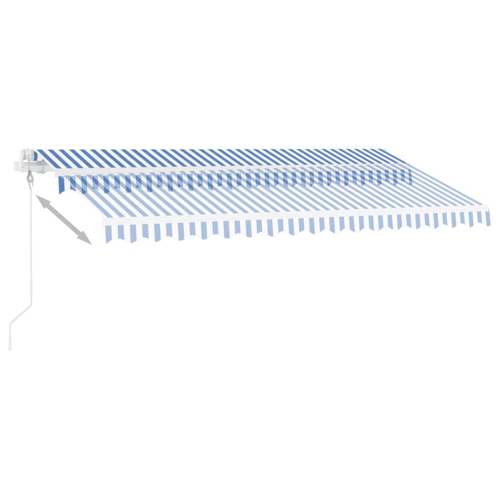 Automatisk markise med vindsensor og LED 400x300 cm blå og hvit