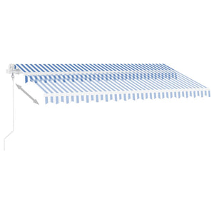 Automatisk markise med vindsensor og LED 400x300 cm blå og hvit