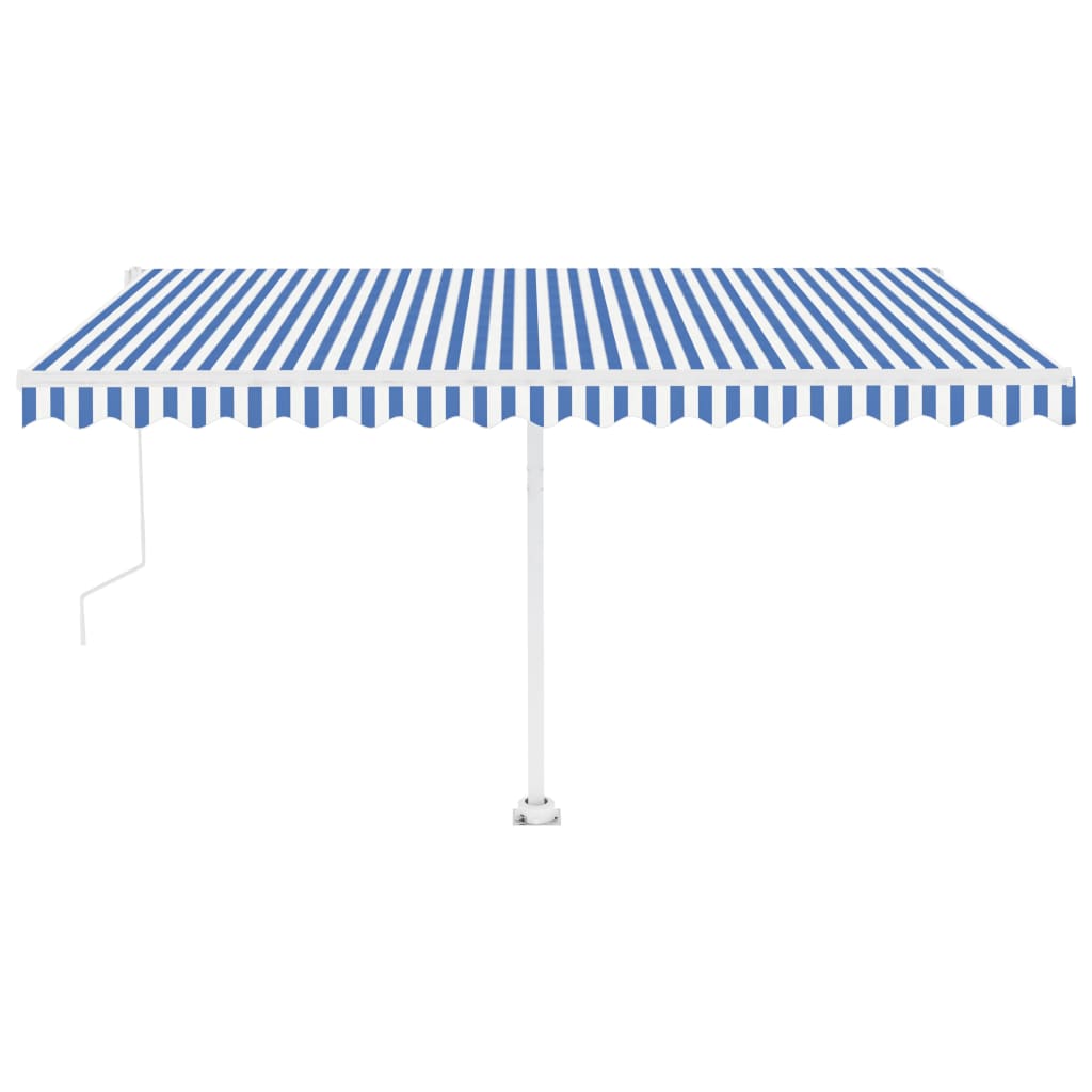 Automatisk markise med vindsensor og LED 400x300 cm blå og hvit