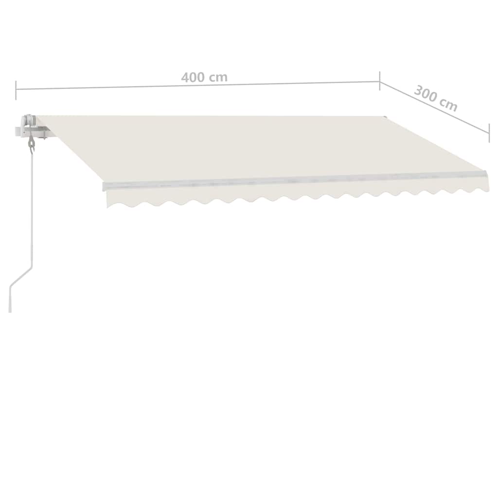 Automatisk markise med vindsensor og LED 400x300 cm kremhvit