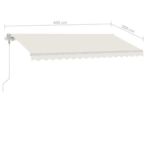 Automatisk markise med vindsensor og LED 400x300 cm kremhvit