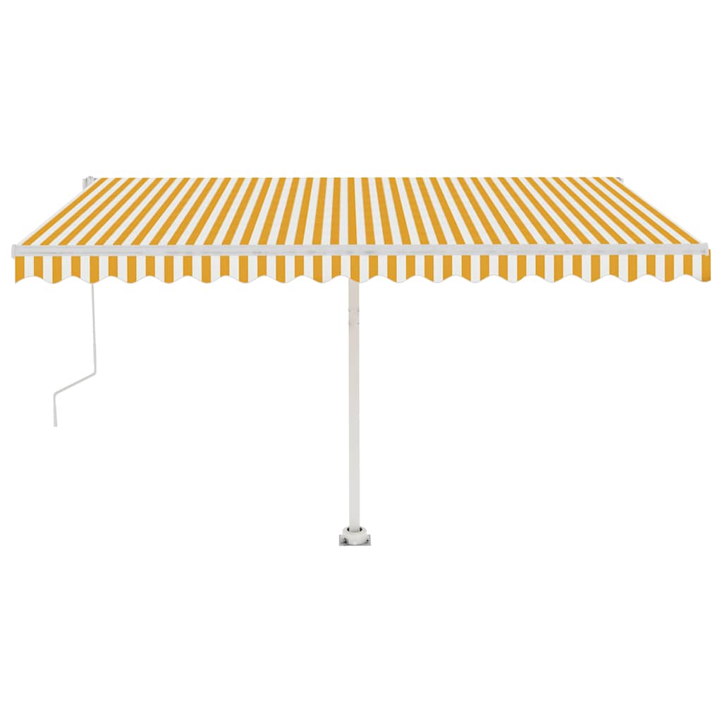 Automatisk markise med vindsensor og LED 400x300 cm gul og hvit