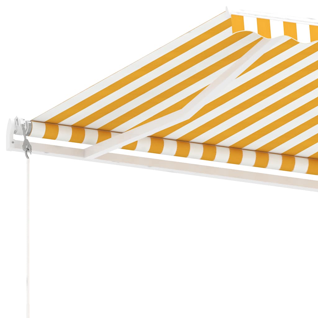 Automatisk markise med vindsensor og LED 400x300 cm gul og hvit