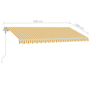 Automatisk markise med vindsensor og LED 450x300 cm gul og hvit