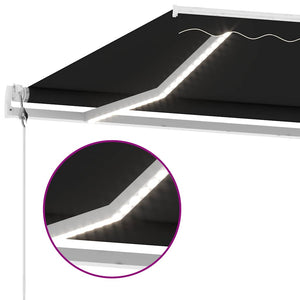 Automatisk markise med vindsensor og LED 450x300 cm antrasitt