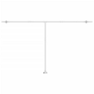 Automatisk markise med vindsensor og LED 500x300 cm blå og hvit