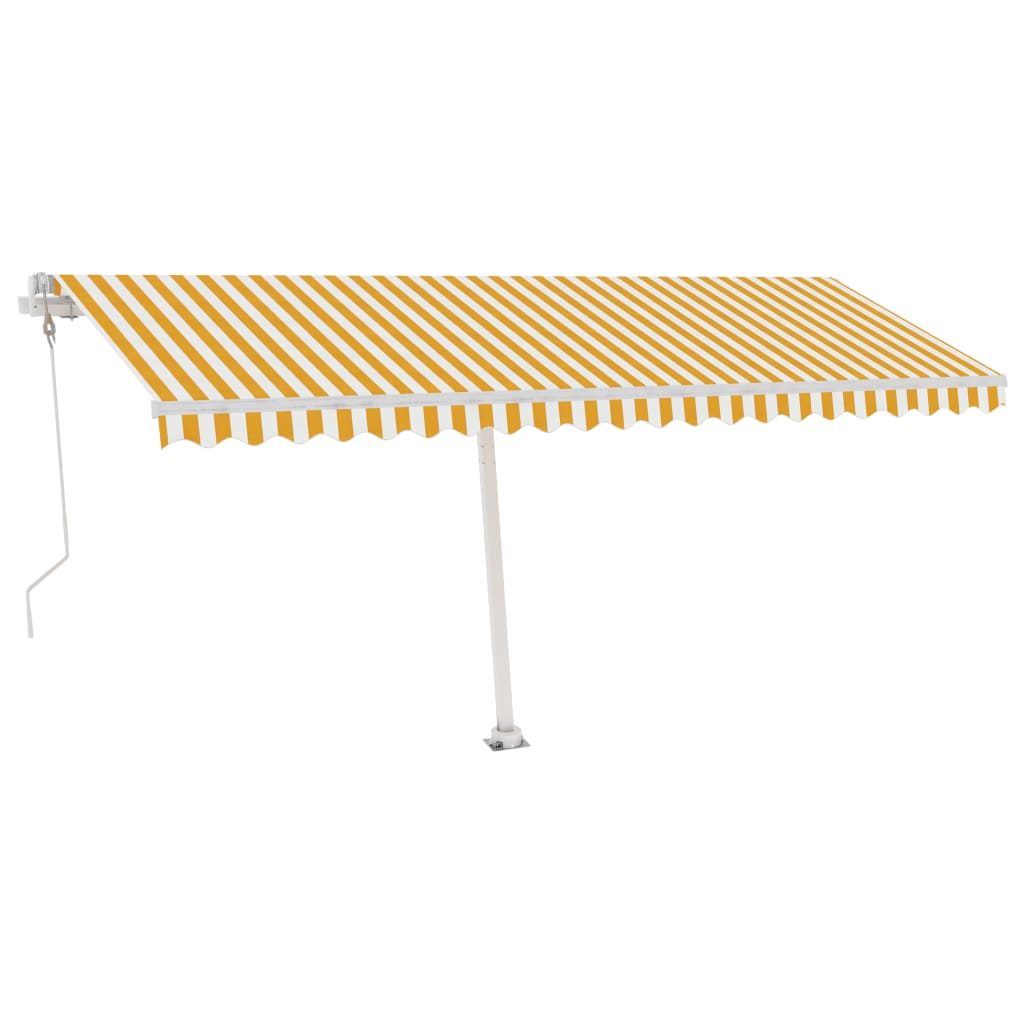 Automatisk markise med vindsensor og LED 500x300 cm gul/hvit